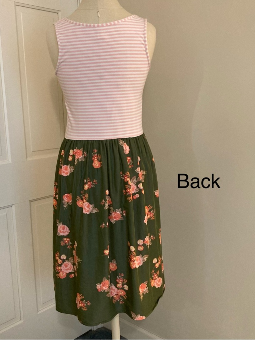 Matilda Jane Pink Striped Top with Olive Floral Midi Dress - Picture 5 of 11